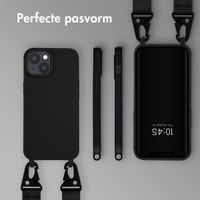 Selencia Siliconen hoesje met afneembaar koord Apple iPhone 15 - Zwart