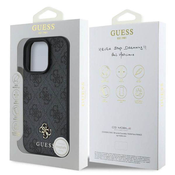 Guess 4G Metal Logo Backcover MagSafe iPhone 16 Pro - Zwart