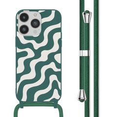imoshion Siliconen design hoesje met koord Apple iPhone 14 Pro - Petrol Green Groovy