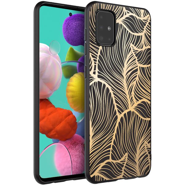 imoshion Design hoesje Samsung Galaxy A51 - Bladeren / Zwart