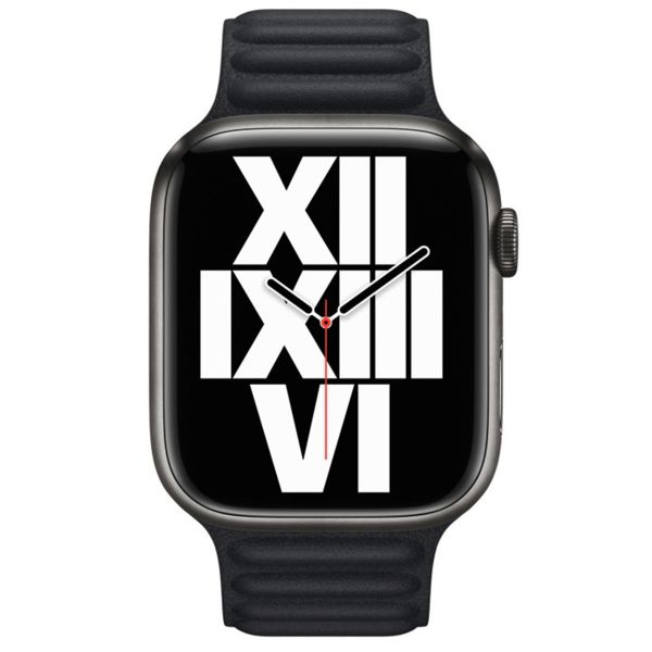 Apple Leather Link Apple Watch Series 1 t/m 9 / SE (38/40/41 mm) | Series 10 / 11 (42 mm) - Maat M/L - Midnight