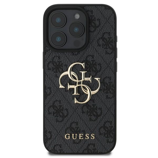 Guess 4G Metal Logo Backcover Apple iPhone 16 Pro - Zwart
