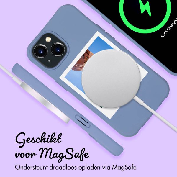 Gepersonaliseerd Color Backcover MagSafe met afneembaar koord en polaroid  iPhone 15 - Ash Blue