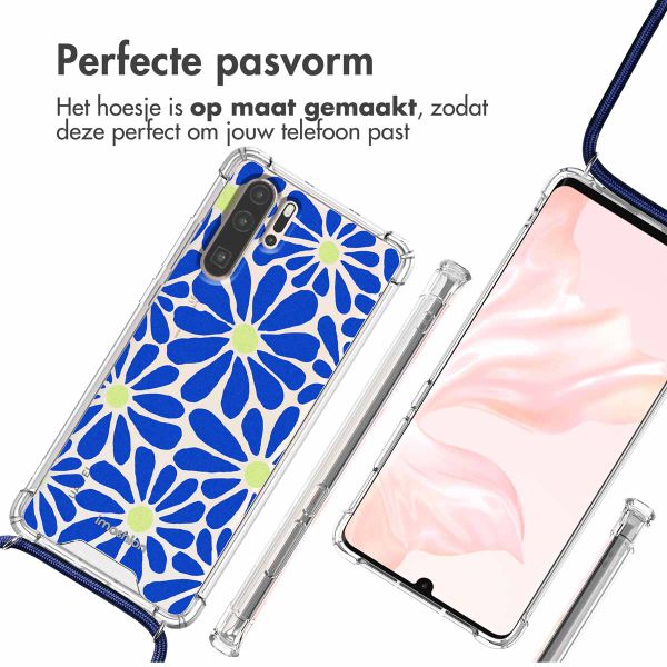 imoshion Design hoesje met koord Huawei P30 Pro - Cobalt Blue Flowers Connect