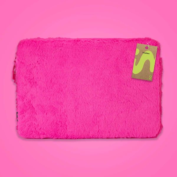 imoshion Fluffy Laptop hoes 13-14 inch - Laptopsleeve - Hot Pink