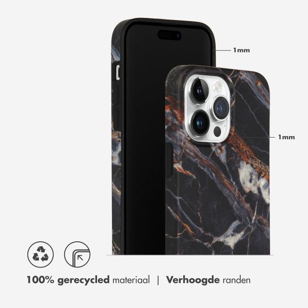 Selencia Aurora Fashion Backcover iPhone 14 Pro Max - Duurzaam hoesje - 100% gerecycled - Zwart Marmer