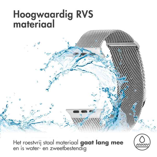 imoshion Milanees magnetisch bandje Apple Watch Series 1 - 9 / SE (38/40/41 mm) | Series 10 / 11 (42 mm) - Maat S - Zilver