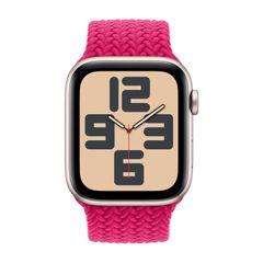 Apple Gevlochten solobandje Apple Watch Series 1 - 9 / SE (38/40/41 mm) | Series 10 / 11 (42 mm) - Maat 6 - Raspberry