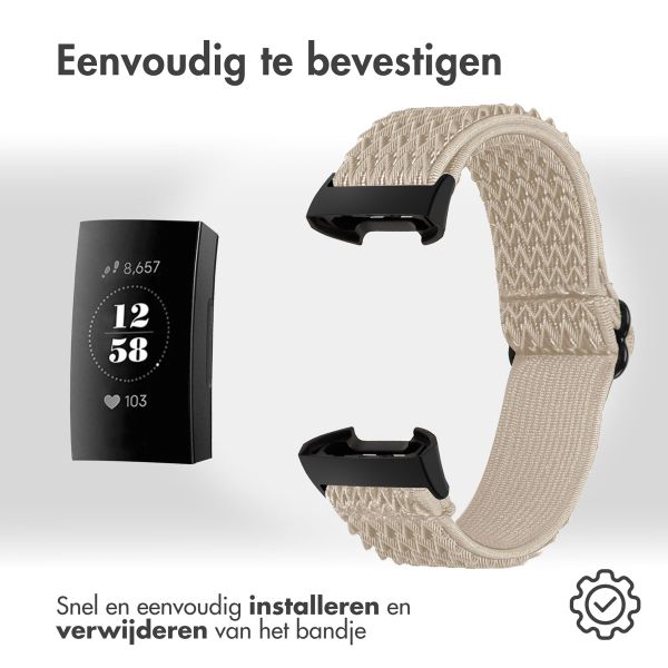 imoshion Elastisch nylon bandje Fitbit Charge 3 / 4 - Beige