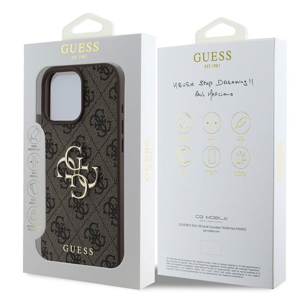 Guess 4G Metal Logo Backcover iPhone 16 Pro Max - Bruin