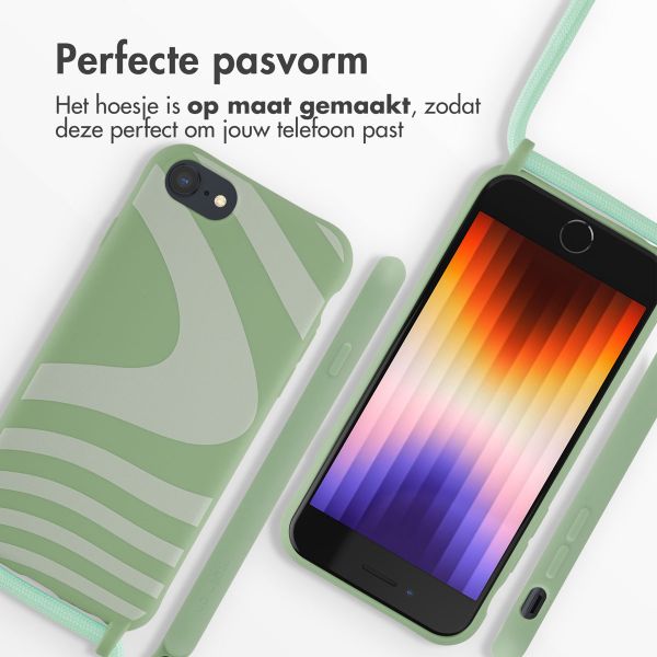 imoshion Siliconen design hoesje met koord iPhone SE (2022 / 2020) / 8 / 7 - Retro Green