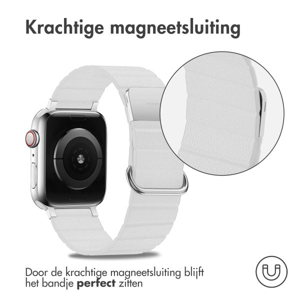 imoshion Magnetisch lederen bandje Apple Watch Series 1-9 / SE - 38/40/41 mm / Series 10 - 42 mm - Wit