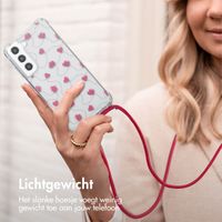 imoshion Design hoesje met koord Samsung Galaxy S21 FE - Dusty Rose Connected Hearts