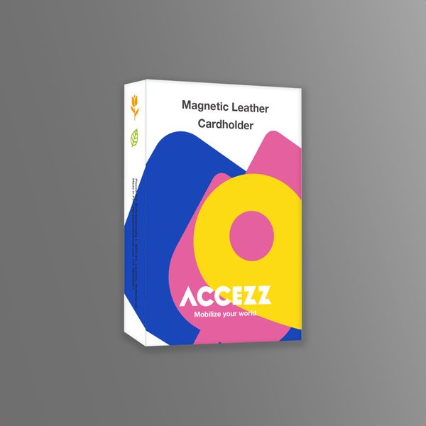 Accezz Magnetic Leather Card Holder - Compatible with Apple Find My - Light Grey