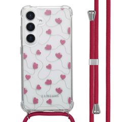 imoshion Design hoesje met koord Samsung Galaxy S25 - Dusty Rose Connected Hearts