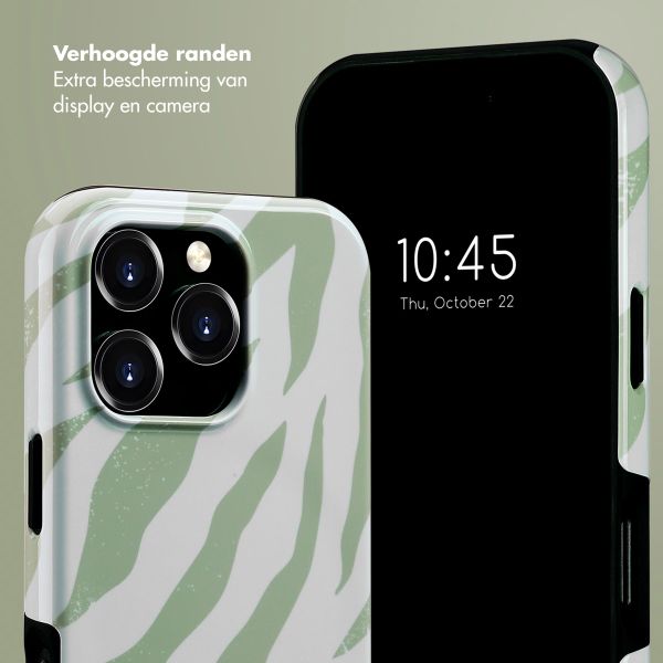 Selencia Vivid Tough Backcover met MagSafe iPhone 16 Pro - Colorful Zebra Sage Green