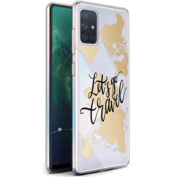 imoshion Design hoesje Samsung Galaxy A71 - Let's Go Travel / Zwart