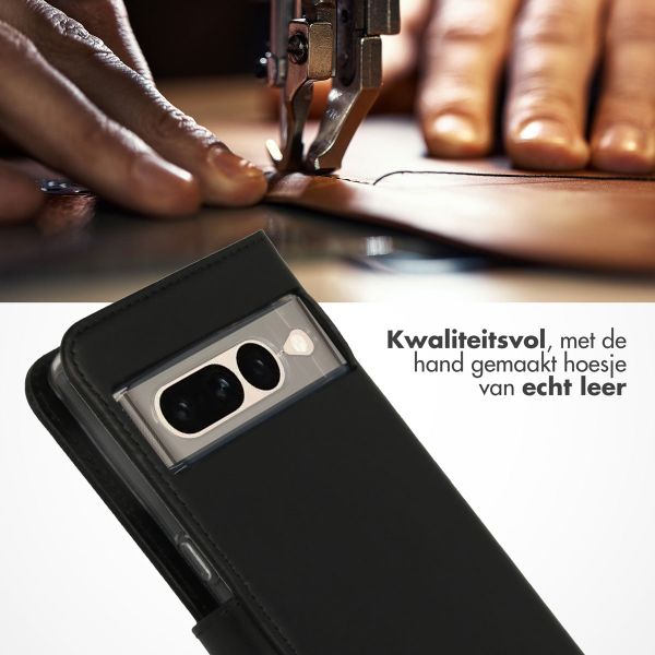 Selencia Echt Leren Bookcase Google Pixel 7 Pro - Zwart