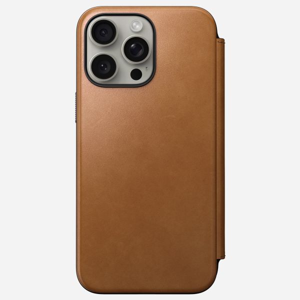 Nomad Modern Leather Folio Bookcase iPhone 15 Pro Max - English Tan