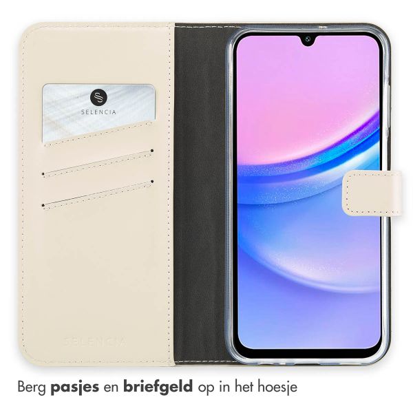 Selencia Echt Leren Bookcase Samsung Galaxy A15 (5G) - Greige