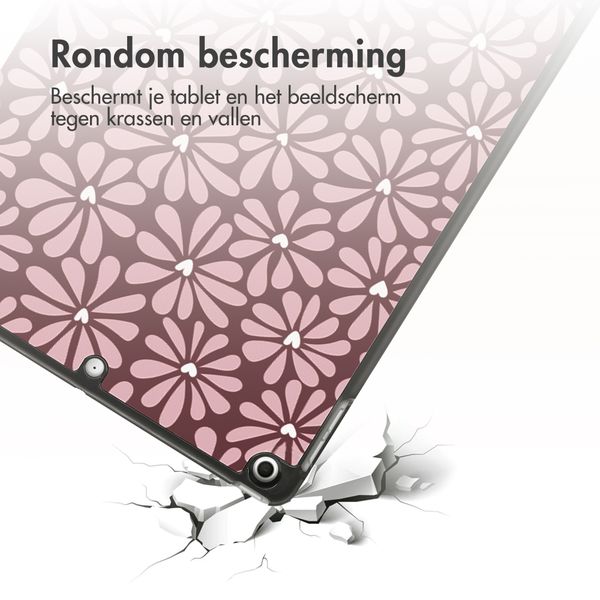 imoshion Design Trifold Bookcase Apple iPad 9 (2021) 10.2 inch / iPad 8 (2020) 10.2 inch / iPad 7 (2019) 10.2 inch - Bloom Love Blush