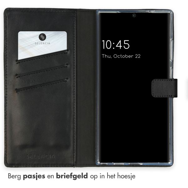 Selencia Echt Leren Bookcase Samsung Galaxy S24 Ultra - Zwart