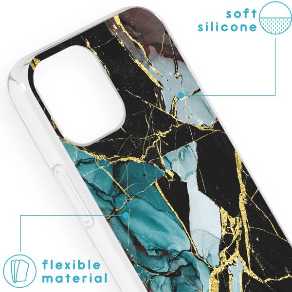 imoshion Design hoesje Apple iPhone 13 Mini - Marmer - Gebroken Blauw