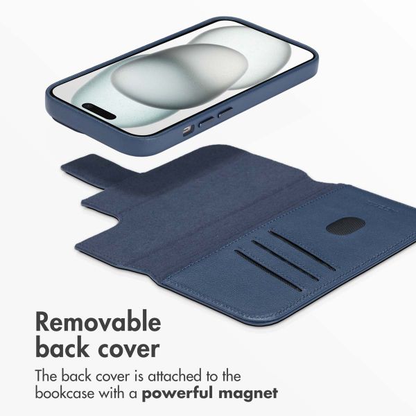 Accezz 2-in-1 Leather Bookcase with MagSafe Apple iPhone 15 - Nightfall Blue
