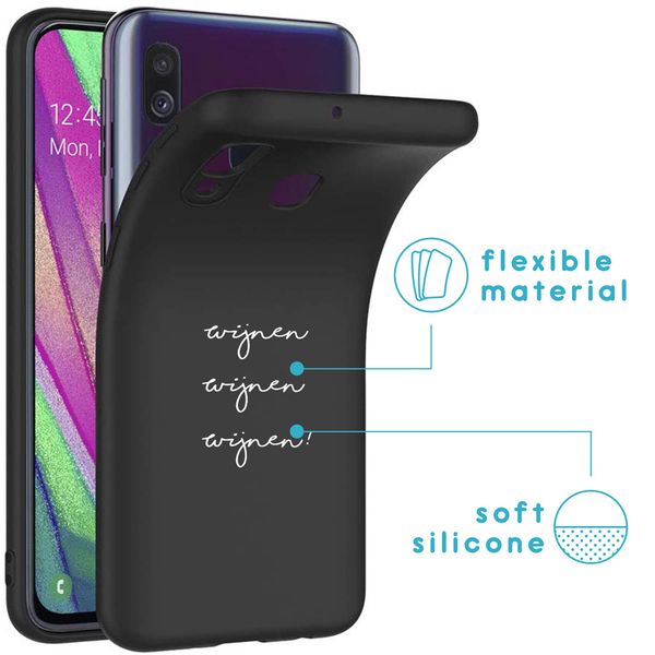 imoshion Design hoesje Galaxy A40 - Wijnen Wijnen Wijnen - Zwart