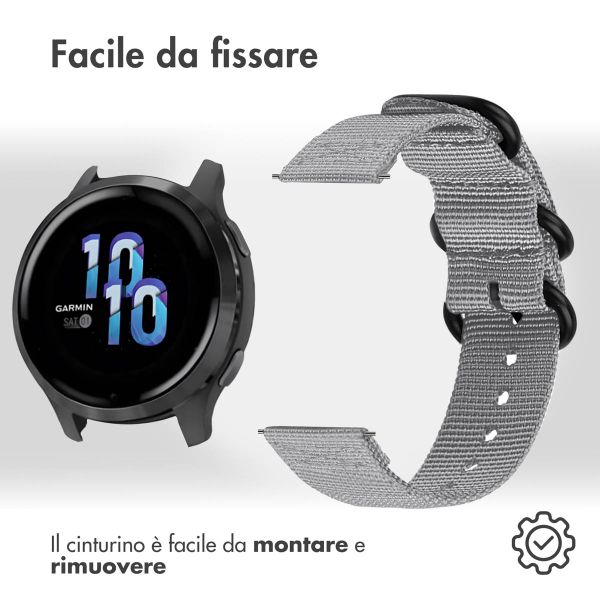 imoshion Rugged Nylon bandje  - Universeel 22 mm aansluiting - Grijs
