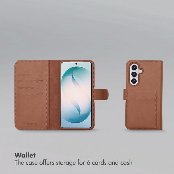 Selencia Olyn Detachable Bookcase with MagSafe Samsung Galaxy S26 Plus - Brown