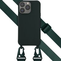 Selencia Siliconen hoesje met afneembaar koord Apple iPhone 13 - Donkergroen