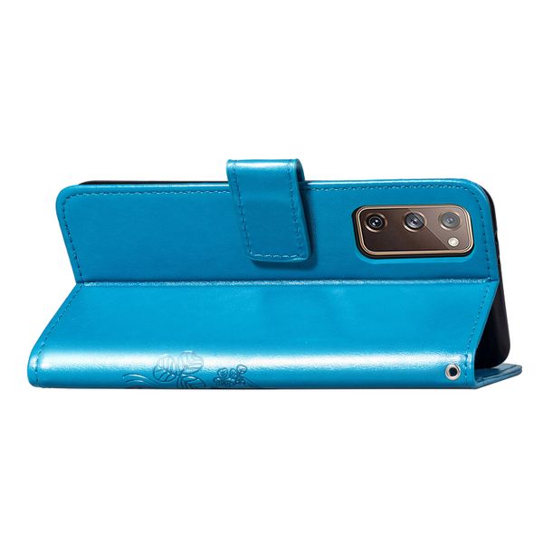 Klavertje Bloemen Bookcase Samsung Galaxy S20 FE - Turquoise
