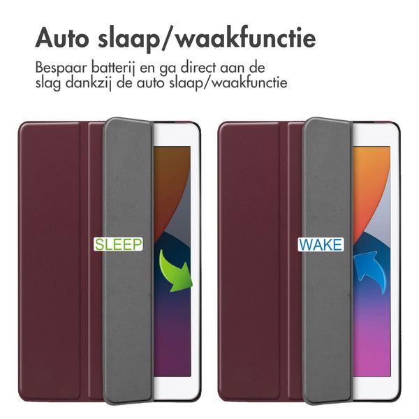 imoshion Trifold Bookcase Apple iPad 9 (2021) 10.2 inch / iPad 8 (2020) 10.2 inch / iPad 7 (2019) 10.2 inch - Bordeaux