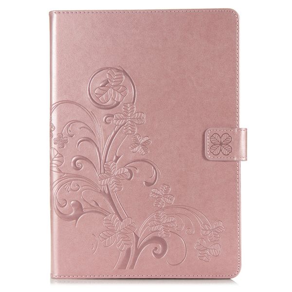 Klavertje Bloemen Bookcase iPad 6 (2018) 9.7 inch / iPad 5 (2017) 9.7 inch - Rosé Goud