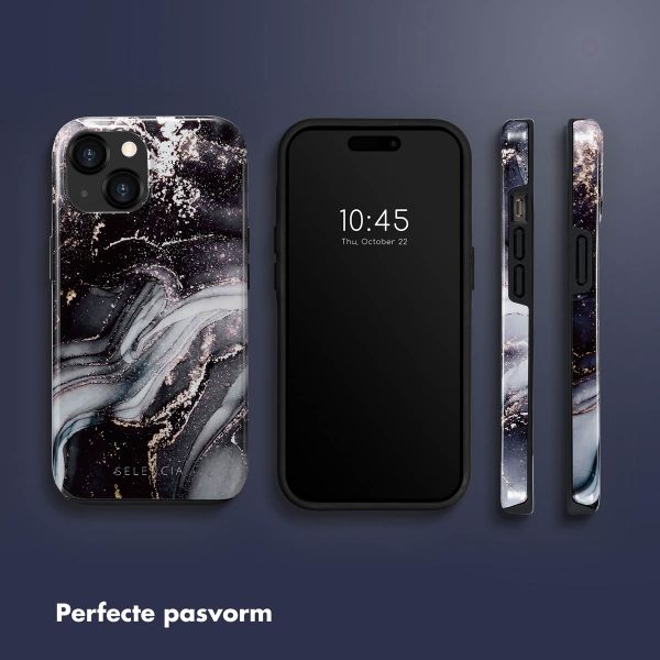 Selencia Vivid Tough Backcover iPhone 15  - Chic Marble Black