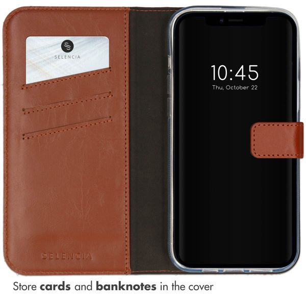 Selencia Genuine Leather Book Case Apple iPhone 14 Plus - Light Brown
