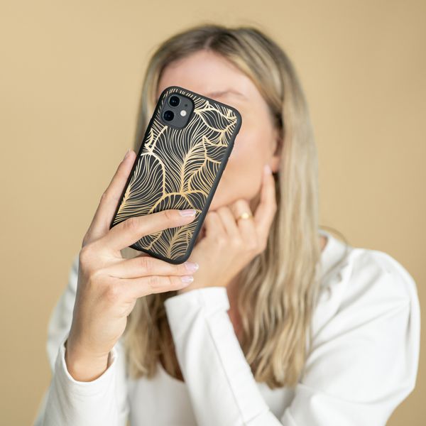 imoshion Design hoesje Samsung Galaxy A12 - Bladeren / Zwart