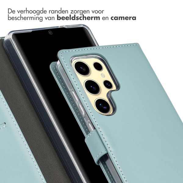 Selencia Echt Lederen Bookcase Samsung Galaxy S25 Ultra - Air Blue