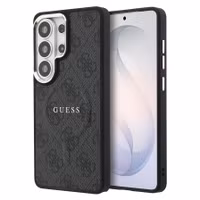 Guess 4G Leather Backcover met MagSafe Samsung Galaxy S26 Ultra - Gold Edge - Black