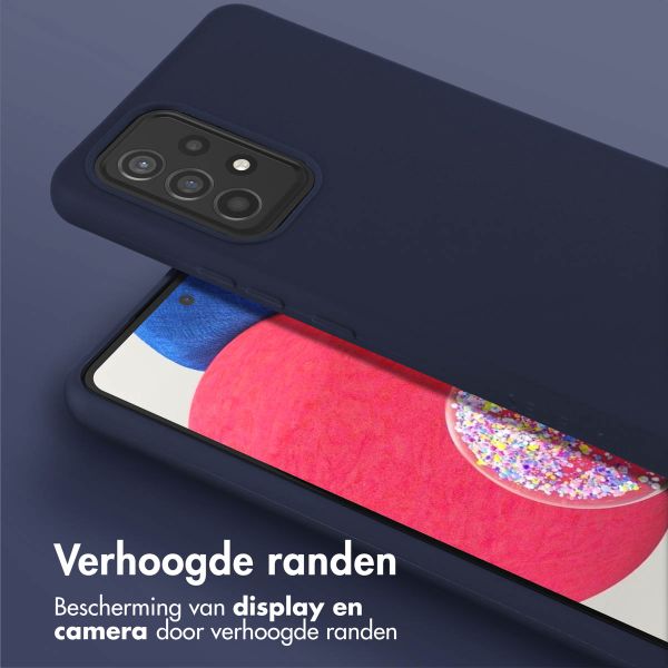 Selencia Siliconen hoesje met afneembaar koord Samsung Galaxy A53 - Donkerblauw