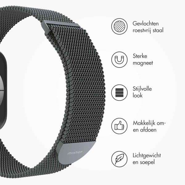 imoshion Milanees magnetisch bandje Apple Watch Series 1 t/m 9 / SE (38/40/41 mm) | Series 10 (42 mm) - Maat M - Space Grey