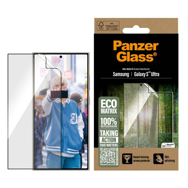 PanzerGlass Matrix Recycled Ultra-Wide Fit Anti-Bacterial Screenprotector incl. applicator Samsung Galaxy S25 Ultra