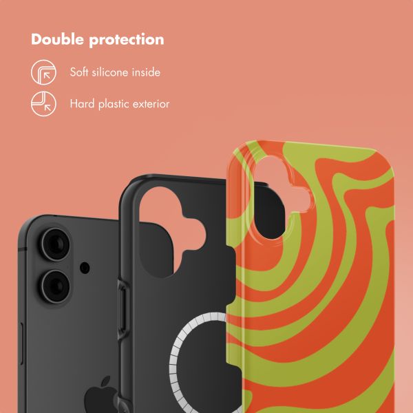 Selencia Vivid Back Cover with MagSafe Apple iPhone 16 - Wavy Swirl Orange Fern