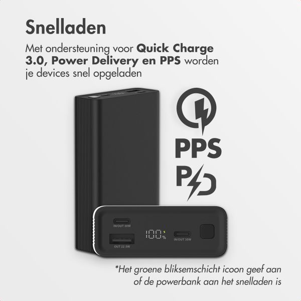 imoshion Ultra Series Aluminium | Powerbank 20.000 mAh - Snelladen tot 33 watt - Black