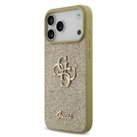 Guess 4G Metal Logo Glitter Backcover Apple iPhone 17 Pro - Goud