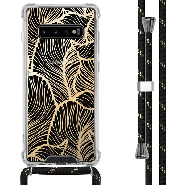 imoshion Design hoesje met koord Samsung Galaxy S10 Plus - Bladeren - Goud