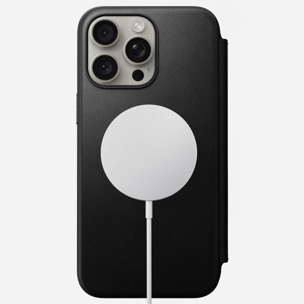 Nomad Modern Leather FolioBookcase Apple iPhone 15 Pro Max - Zwart