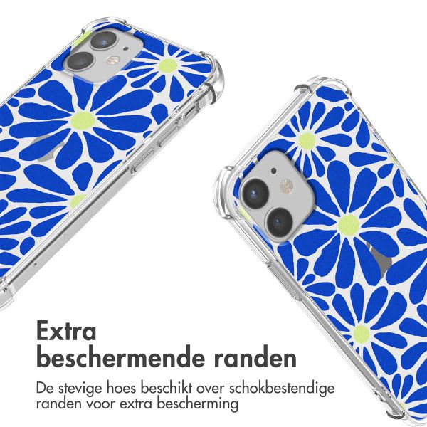 imoshion Design hoesje met koord Apple iPhone 12 Mini - Cobalt Blue Flowers Connect