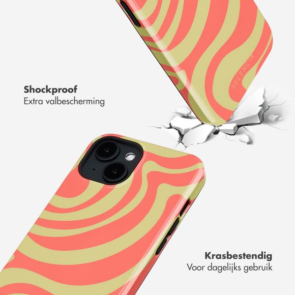 Selencia Vivid Backcover met MagSafe Apple iPhone 14 - Wavy Swirl Orange Fern